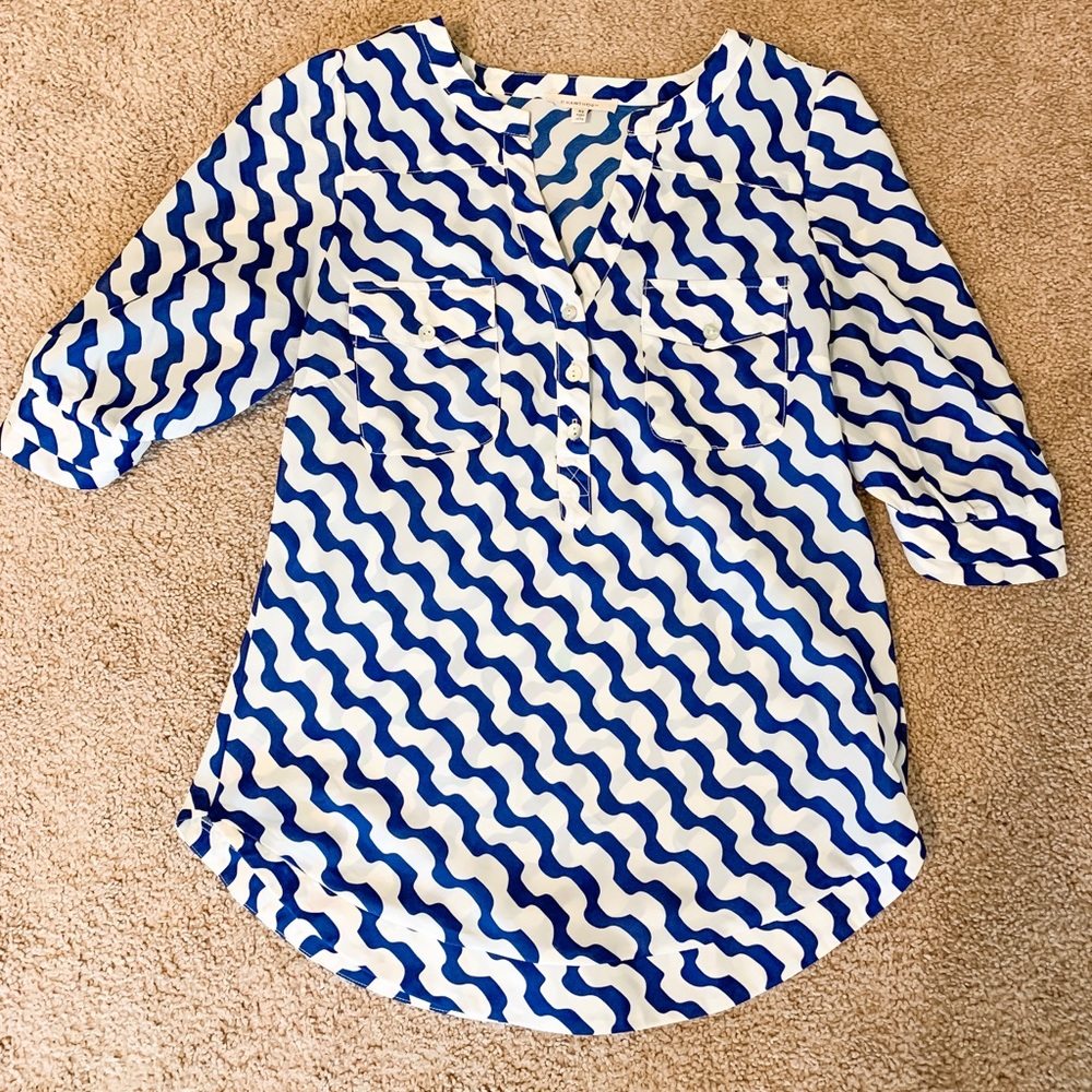 41 Hawthorn Blue and White Blouse